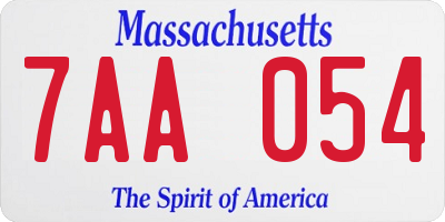 MA license plate 7AA054