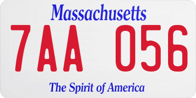 MA license plate 7AA056