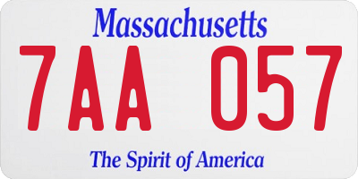 MA license plate 7AA057