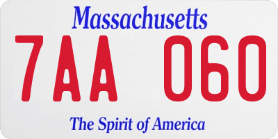 MA license plate 7AA060