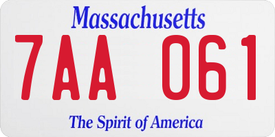 MA license plate 7AA061