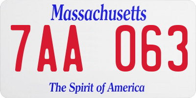 MA license plate 7AA063