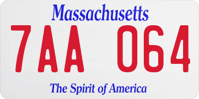 MA license plate 7AA064
