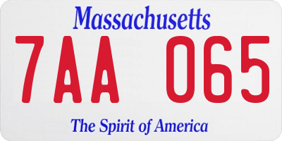 MA license plate 7AA065