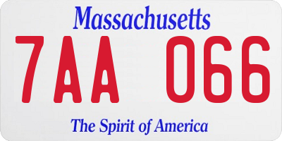 MA license plate 7AA066