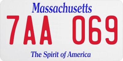 MA license plate 7AA069