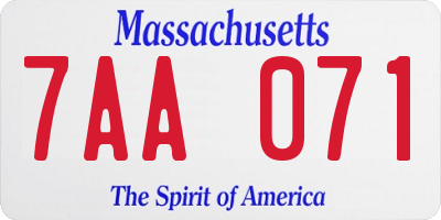 MA license plate 7AA071