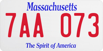 MA license plate 7AA073