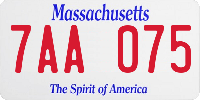 MA license plate 7AA075