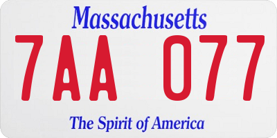 MA license plate 7AA077