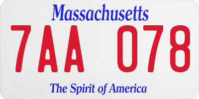 MA license plate 7AA078
