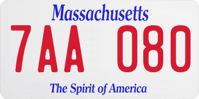 MA license plate 7AA080