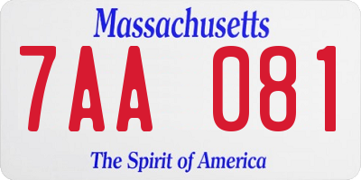 MA license plate 7AA081