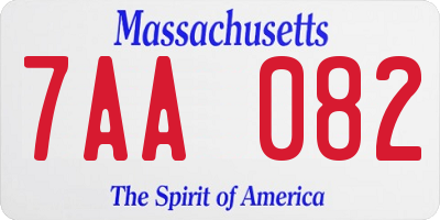 MA license plate 7AA082