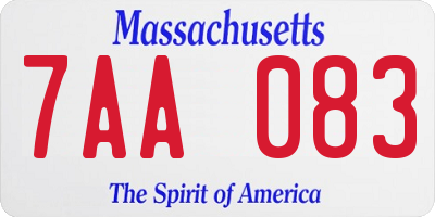 MA license plate 7AA083