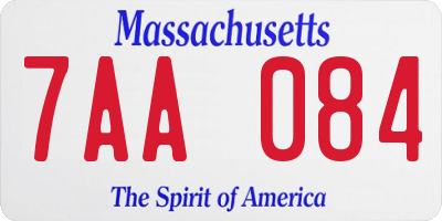 MA license plate 7AA084