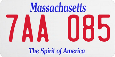 MA license plate 7AA085