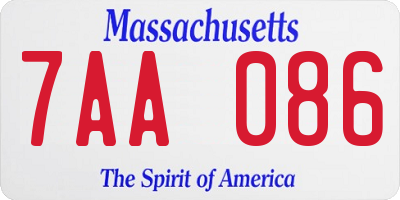 MA license plate 7AA086