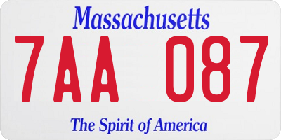 MA license plate 7AA087