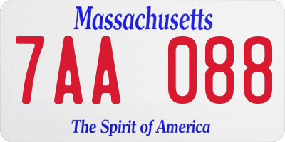 MA license plate 7AA088