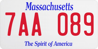 MA license plate 7AA089