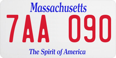 MA license plate 7AA090