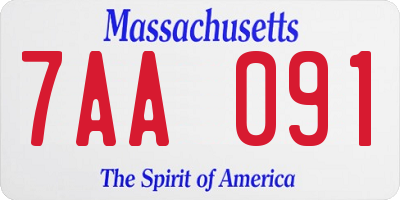 MA license plate 7AA091