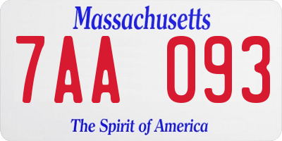 MA license plate 7AA093