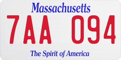 MA license plate 7AA094