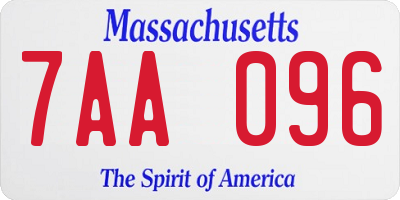 MA license plate 7AA096