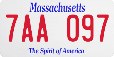 MA license plate 7AA097