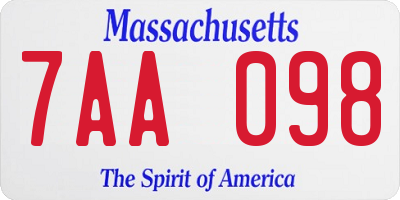 MA license plate 7AA098