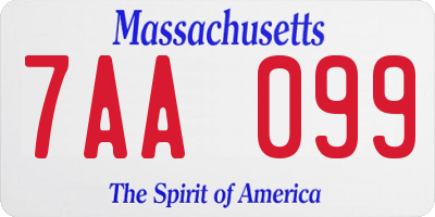 MA license plate 7AA099