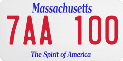MA license plate 7AA100
