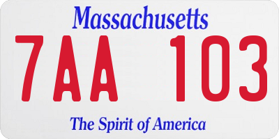 MA license plate 7AA103