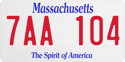 MA license plate 7AA104
