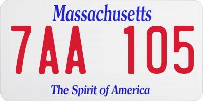 MA license plate 7AA105
