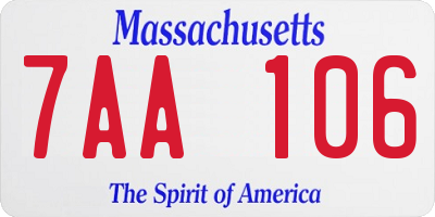 MA license plate 7AA106