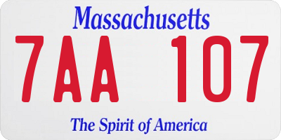 MA license plate 7AA107