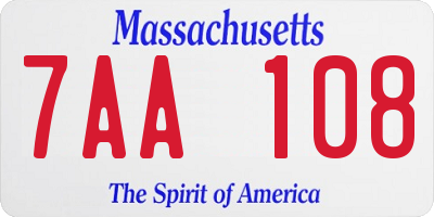 MA license plate 7AA108