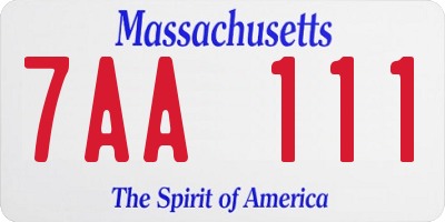 MA license plate 7AA111