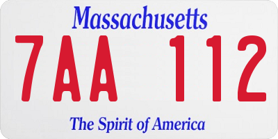 MA license plate 7AA112