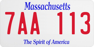 MA license plate 7AA113