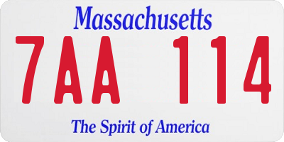 MA license plate 7AA114