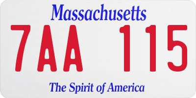 MA license plate 7AA115