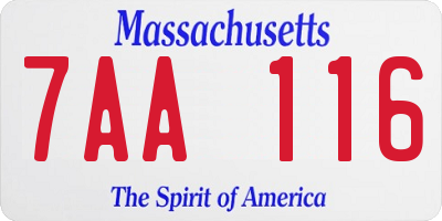 MA license plate 7AA116