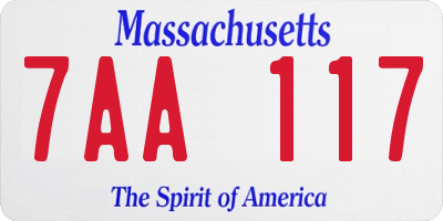 MA license plate 7AA117