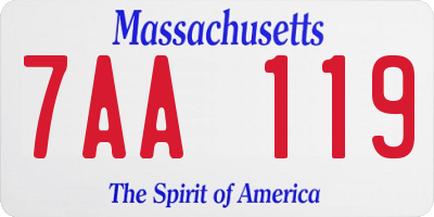 MA license plate 7AA119