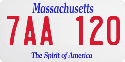 MA license plate 7AA120