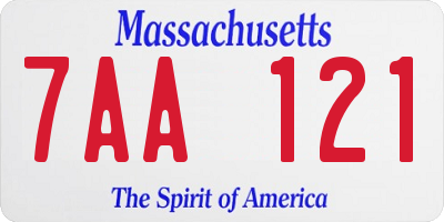 MA license plate 7AA121